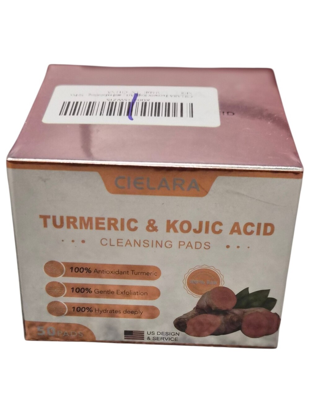 CIELARA Turmeric & Kojic Acid Cleansing Pads 50 Count Brightening Exfoliating